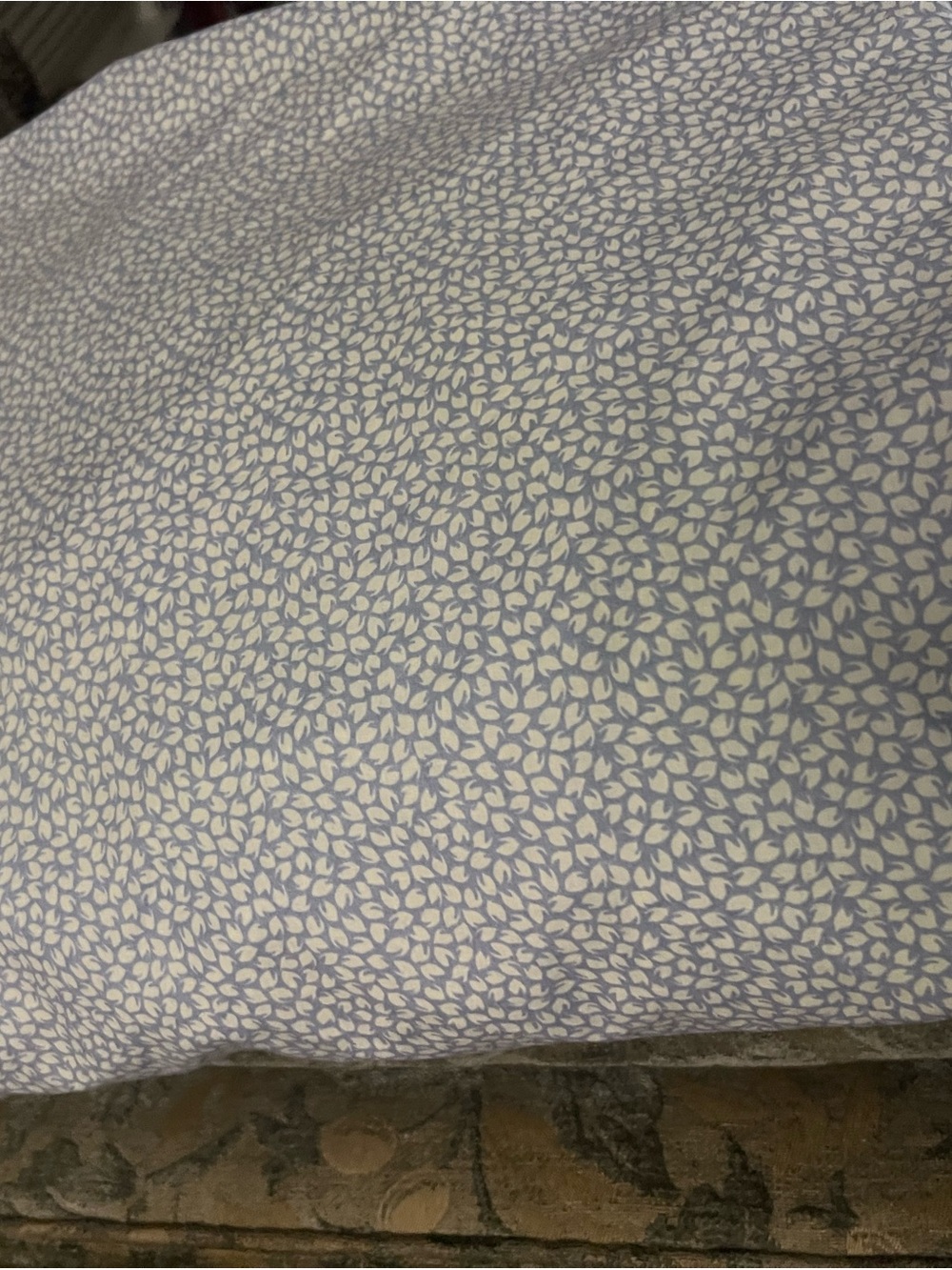 Laura Ashley Blue and White Leaf-Print Queen fitted sheet